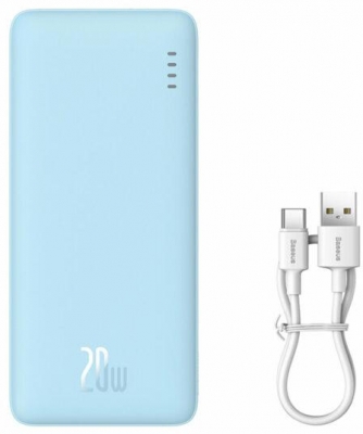 Baterie externa Baseus Airpow, 10000mAh, 20W, 1 x USB; 1 x USB Type-C ,total 3A, albastru