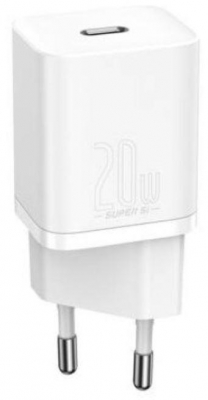 INCARCATOR retea Baseus Super Si, Quick Charge 20W, 1 x USB Type-C 5V/3A, alb