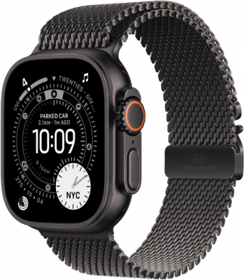 Apple Watch Ultra 3, GPS + Cellular, Carcasa Black Titanium 49mm, Black Titanium Milanese Loop - Medium