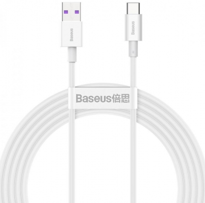 Cablu alimentare si date Baseus Superior, Fast Charging Data Cable pt. smartphone, USB la USB Type-C 66W, 2m, alb