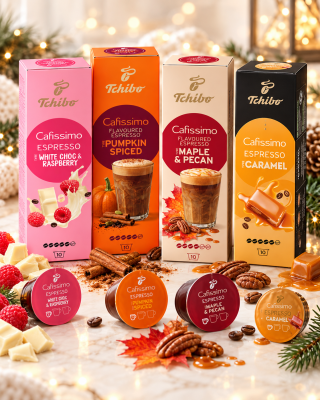 Pachet capsule cafea Tchibo Cafissimo Christmas Special Collection, 4 arome, 4 cutii/set