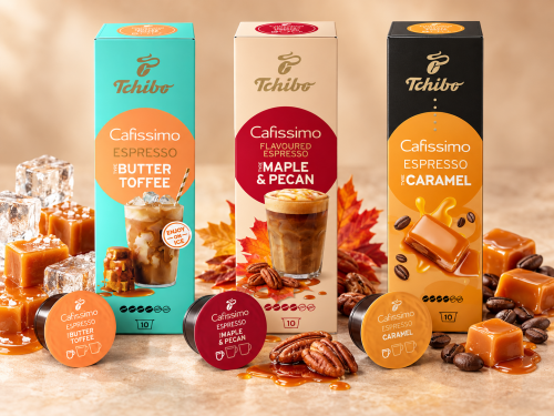Pachet capsule cafea Tchibo Cafissimo Maple & Caramel Moments, 3 arome, 3 cutii/set