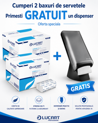 Servetele strong 216TI 150foi/set X 40set/bax 2 buc + cadou Dispenser masa Lucart L-ONE