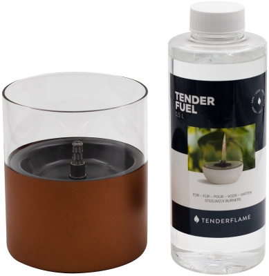 Pachet lumanare ambientala, TenderFlame LILLY 10, sticla cupru cu Tenderfuel 500 ml