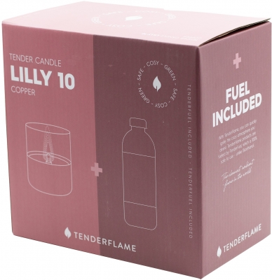 Pachet lumanare ambientala, TenderFlame LILLY 10, sticla cupru cu Tenderfuel 500 ml