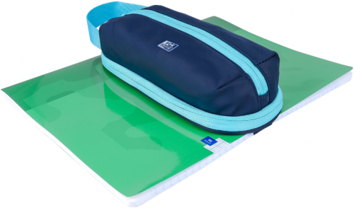 Penar Oxford Bicolor, tip etui dreptunghiular, albastru inchis