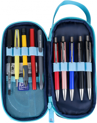 Penar Oxford Bicolor, tip etui dreptunghiular, albastru inchis