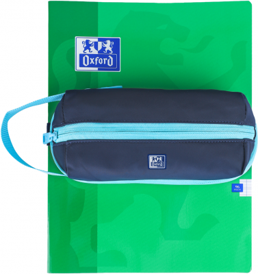 Penar Oxford Bicolor, tip etui dreptunghiular, albastru inchis