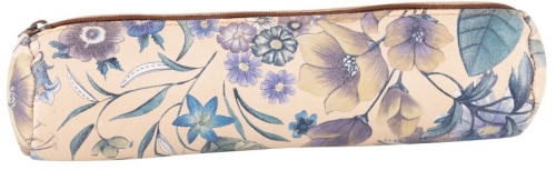 Penar Oxford, tip etui rotund, print floral, culoare bej/albastru