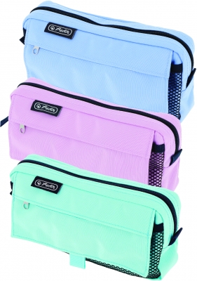 Penar tip etui, 2 compartimente, diverse culori pastel, Herlitz