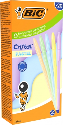 Pix BIC Cristal Pastel cerneala albastru, diverse culori