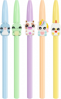 Pix BIC cu figurina Cristal Figurines, diverse culori, cerneala albastru, 20 buc/cutie