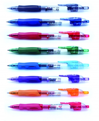 Pix retractabil cu gel M&G, grip cauciuc, albastru 0.7mm, 12 buc/cutie