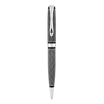 Pix Diplomat Excellence A+ Wave Guilloche Lapis Black, corp metalic lacuit, negru/argintiu, accesorii cromate