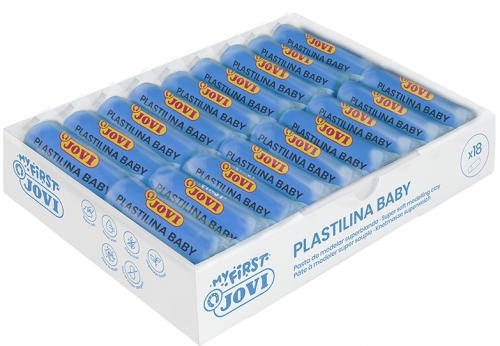 Plastilina Baby Box 18 buc, 38 g super soft, modelling clay, albastru, Jovi
