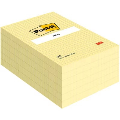 Notite adezive Post-It, format mare, galben Canary, caroiate, 102 x 152 mm, 100 file/buc, 6 buc/set, 3M