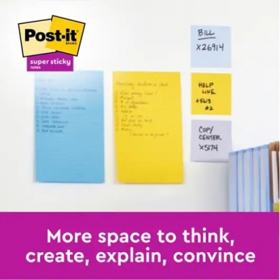 Notite adezive Post-It, format mare, galben Canary, caroiate, 102 x 152 mm, 100 file/buc, 6 buc/set, 3M