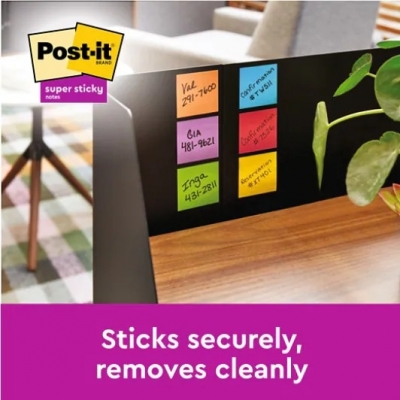 Notite adezive Post-It Super Sticky, Carnival Colour, 127 x 76 mm, 90 file/buc, 6 buc/set, 3M