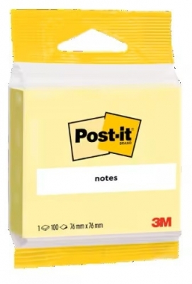 Notite adezive Post-it, galben Canary, 76 x 76 mm, 100 file/buc, 3M