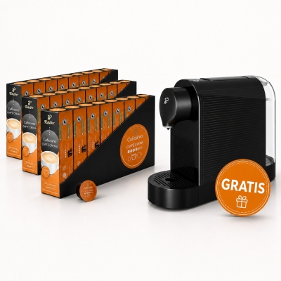 Pachet 24 cutii capsule Tchibo Caffisimo Rich Aroma si espressor Tchibo Pure Plus cadou
