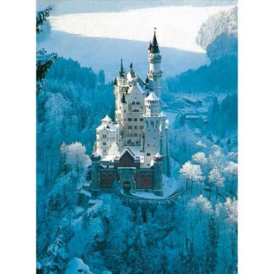 Puzzle castelul Neuschwanstein iarna, 1500 piese Ravensburger