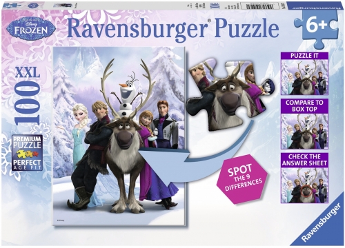 Puzzle Frozen gaseste diferenta, 100 piese Ravensburger