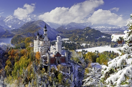 Puzzle castelul Neuschwanstein iarna, 3000 piese Ravensburger