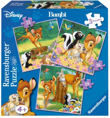 Puzzle Bambi, 3 Buc In Cutie, 25/36/49 Piese Ravensburger