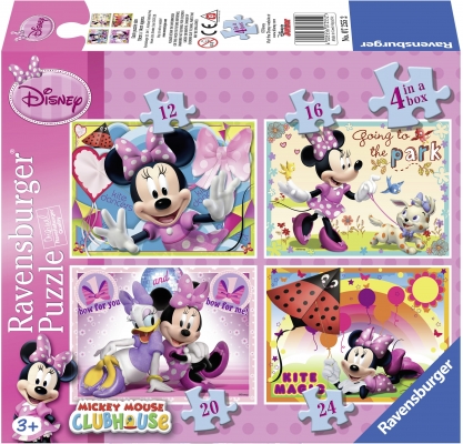 Puzzle Minnie Mouse, 4 buc in cutie, 12/16/20/24 piese Ravensburger
