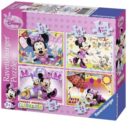 Puzzle Minnie Mouse, 4 buc in cutie, 12/16/20/24 piese Ravensburger