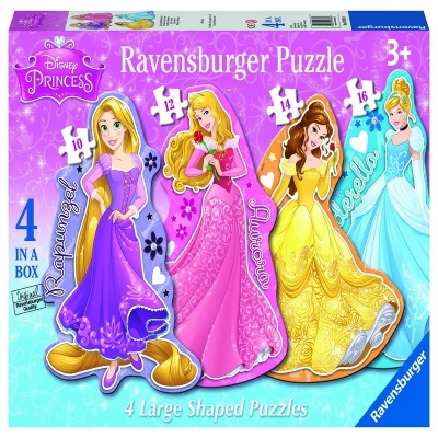 Puzzle printesele Disney, 4 buc in cutie, 10/12/14/16 piese Ravensburger