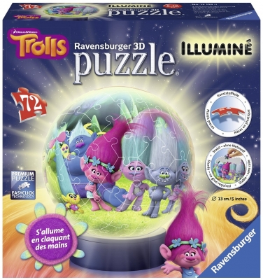 Puzzle 3D Luminos Trolls, 72 Piese Ravensburger