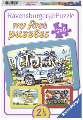 Primul Meu Puzzle Politie, Pompieri, 3X6 Piese Ravensburger
