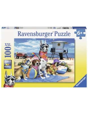 Puzzle Catelusi Pe Plaja, 100 Piese Ravensburger
