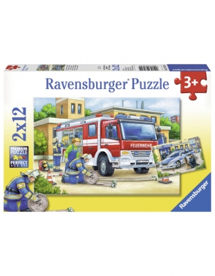 Puzzle Politie Si Pompieri, 2X12 Piese Ravensburger