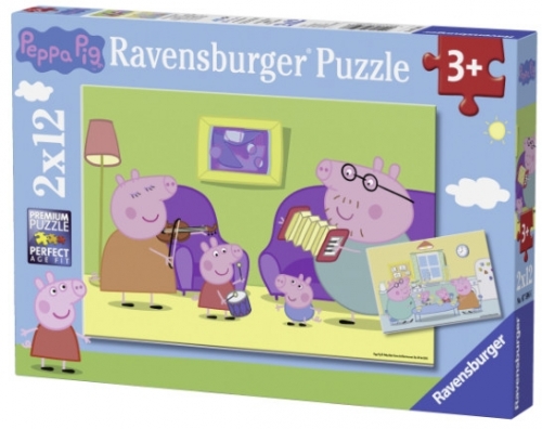 Puzzle Purcelusa Peppa, 2X12 Piese Ravensburger