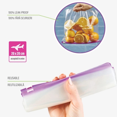 Pungi congelator cu fermoar Luxia, 1.5 L, 15 buc/set