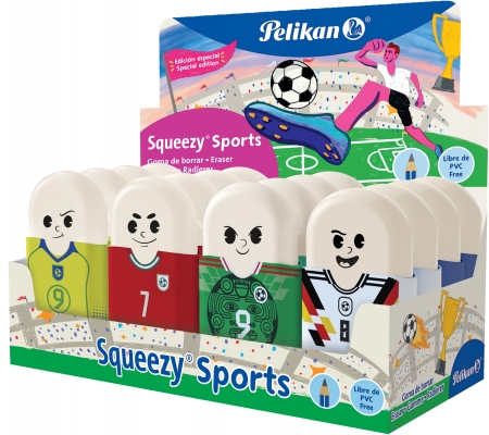 Radiera Squeezy Sports Plastic, fara PVC, fotbal, Pelikan, diverse modele