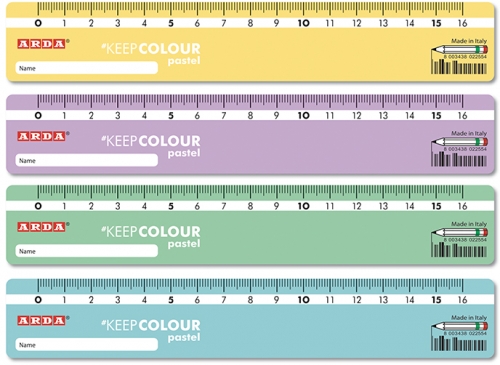 Rigla Arda din plastic, Keep Colour pastel, 16 cm, diverse culori