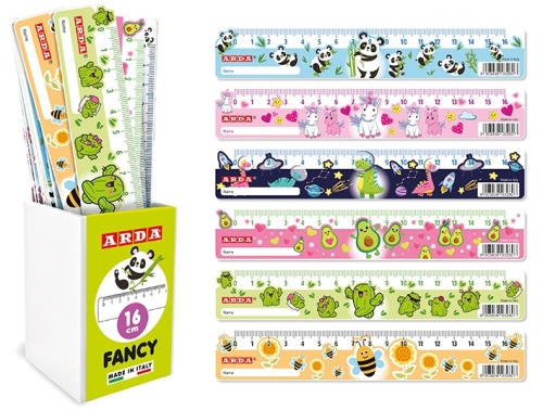 Rigla din plastic, 16 cm, Fancy, 24 buc/display, Arda