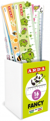 Rigla din plastic, 16 cm, Fancy, 24 buc/display, Arda