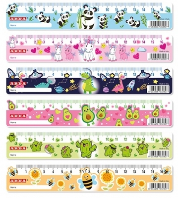 Rigla din plastic, 16 cm, Fancy, diverse culori, Arda