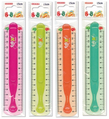 Rigla flexibila, 15 cm, stanga si dreapta, Arda, diverse culori