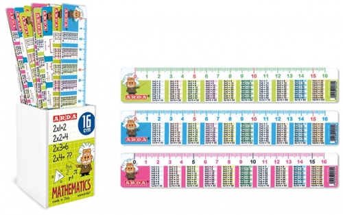 Rigla plastic, 16 cm, matematic, diverse culori, 24 buc/set, Arda