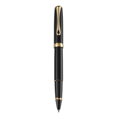 Roller Diplomat Excellence A2, corp metalic lacuit negru, accesorii aurii