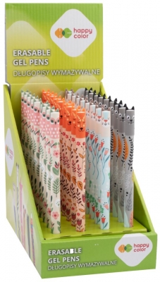 Roller gel cu rescriere, Happy Color, Floral Art, albastru, 0.5mm, 36 buc/set