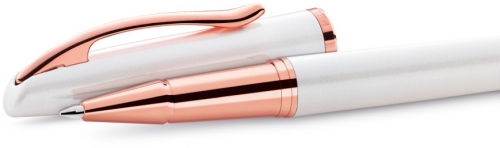 Roller Jazz Noble Elegance Pearl, 1 rezerva roller Pelikan 338 inclusa, cerneala albastra corectabila, varf M, in cutie pentru cadou