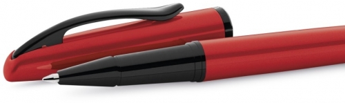 Roller Jazz Noble Elegance Red, 1 rezerva roller Pelikan 338 inclusa, cerneala albastra corectabila, varf M, in cutie pentru cadou