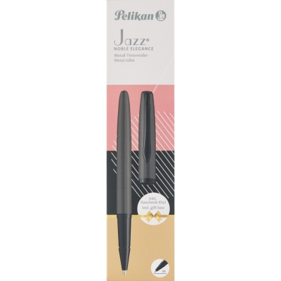 Roller Jazz Noble Elegance Stone, 1 rezerva roller Pelikan 338 inclusa, cerneala albastra corectabila, varf M, in cutie pentru cadou