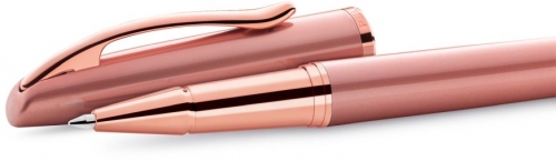 Roller Jazz Noble Elegance Rose, 1 rezerva roller Pelikan 338 inclusa, cerneala albastra corectabila, varf M, in cutie pentru cadou